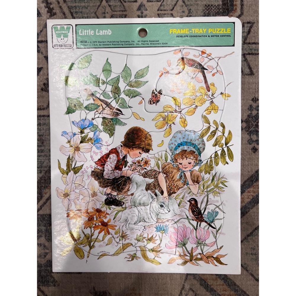 Vintage Whitman Little Lamb Artwork By Giordano Frame Tray Puzzle 1975 Complete